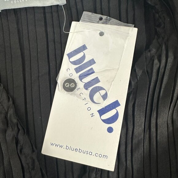 Blue b. Black Long Sleeve Pleated Top Rhinestone Drawstring Detail Size S - Picture 7 of 8